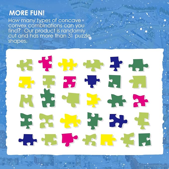 MOMIBOOK 1000 Piece Puzzle for Adults Jigsaw Puzzles of Winter in Hakodate, Twinkle Laminate Winter Town Painting Image Challenging Hard Impossible Puzzle Unique Party Christmas Birthday Gifts