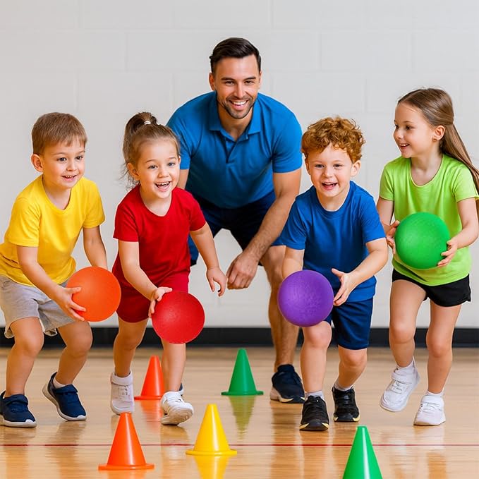 Shindel 6PCS Playground Ball with Air Pump, 5inch Inflatable Dodge Ball for Kids Indoor Outdoor