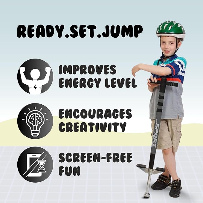 New Bounce Pogo Stick for Kids - Pogo Sticks, 40 to 80 Lbs - Sport Edition, Quality, Easy Grip, PogoStick for Hours of Wholesome Fun