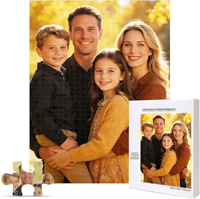 Custom Photo Puzzle 1000 Pieces，Personalized Jigsaw Puzzle Made from Your Own Picture, Ideal Gift for Valentine's Day, Wedding, Pet, Birthday, Familys