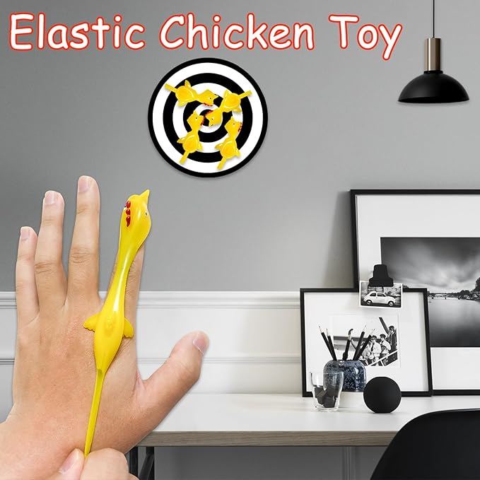 60PCS Finger Slingshot Chicken Rubber,Flick Stretchable Chickens Toys,Flying Stretchy Chicken Fingers for Birthday,Children's Day,Thanksgiving Day Stocking Stuffer Party Favor