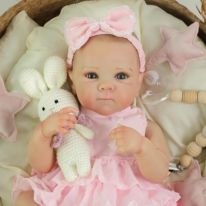 KSBD Reborn Baby Dolls - 20 Inch Realistic Baby Doll Real Life Baby Dolls Lifelike Newborn Baby Doll Girl with Soft Full Vinyl Body and Accessories can Swimming Baby Dolls for 3+ Years Old Kids Gifts