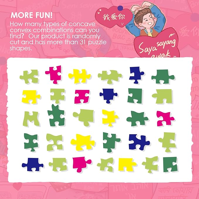 MOMIBOOK Puzzles for Adults 1000 Pieces Jigsaw Puzzles of This Little Thing Called Love, Painting Image Challenging Hard Impossible Hard Puzzle Unique Funny Christmas Valentine's Birthday Gifts