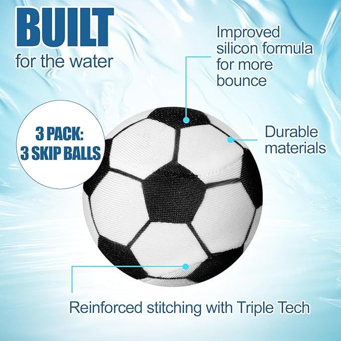 3 Pcs Water Skipping Balls Water Bouncing Ball 2.2 Inch Bounce Beach Ball Pool Accessories Gift for Outdoor Games Swimming Activities