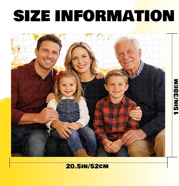 Custom Photo Puzzle 500 Pieces，Personalized Jigsaw Puzzle Made from Your Own Picture, Ideal Gift for Valentine's Day, Wedding, Pet, Birthday, Familys