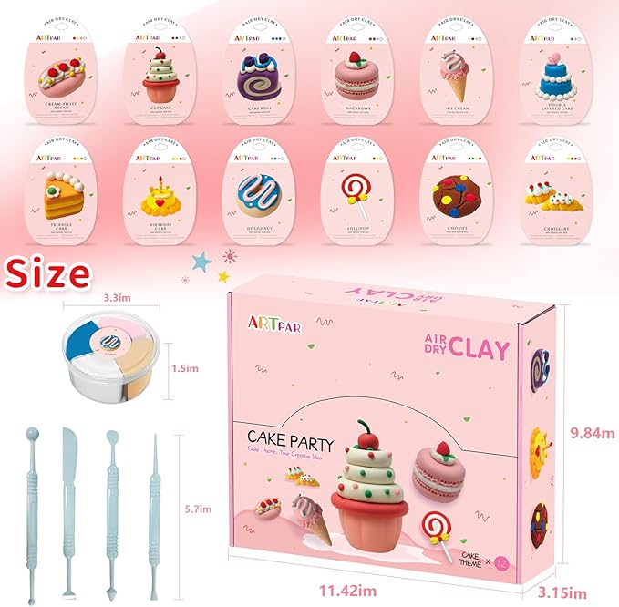 Air Dry Clay for Kids,Modeling Clay Kit,Model Magic Sculpting Set,Ultra Light & Soft, Safe Non-Sticky | 12 Box DIY Art and Crafts School Projects, Home Party Favors for Boys & Girls