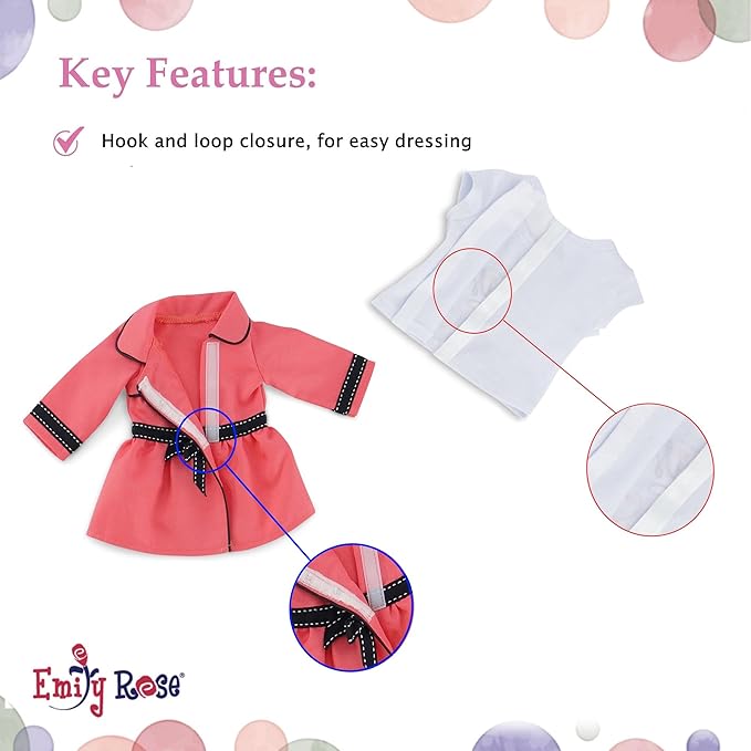Emily Rose 18" Doll Paris Fashion Bundle - 7-Piece Chic Travel Outfit Set with Coat, Beret Hats, Graphic Tee & Ankle Boots - Gift Boxed French Style Clothes Compatible with American Girl Dolls