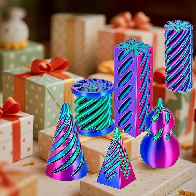 6 Packs Impossible Cone,Spiral Cone Fidget Toy Impossible Pyramid Passthrough Toy,3D Printed Spiral Cone Fidget Toy,Mini Vortex Thread Illusion Desktop Deco Souvenir Gift for Anxiety Relaxing