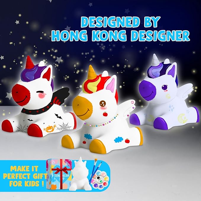 Goody King Paint Your Own Unicorn Lamp Craft Kit, Arts and Crafts for Kids Ages 8-12, Birthday Christmas Gifts for 8-12 Year Old Boys Girls, Painting Kit for Kids Ages 3 4 5 6 7 8 +