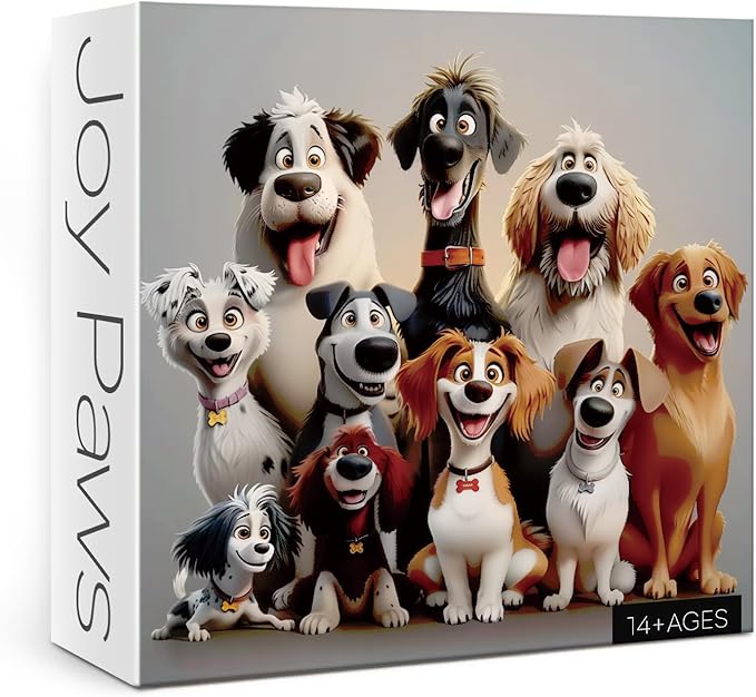 Cute Puppy Puzzle for Adults 1000 Pieces, Dog Cartoon Jigsaw Puzzle Golden Retriever, Animal Labradoodle Golden Doodle Doberman Puzzle