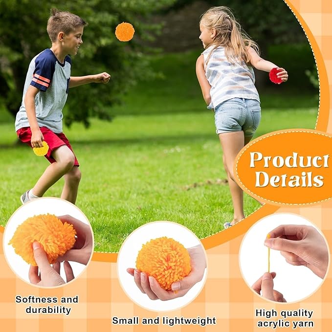 24 Pcs Kickballs Dodgeballs 4 Inches Soft Acrylic Yarn Dodgeballs Playground Balls Large Hand Ball Physical Education Equipment for Kids Adults Handball Outdoor Game Indoor Play, 6 Colors