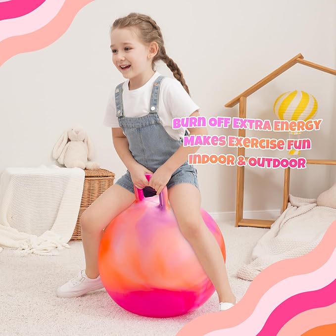 ZOOJOY OOJOY Clouds Hopper Ball, Hopping Toys for Kids, 22 Inch Bouncy Ball with Handle for Boys Girls Aged 10+, Inflatable Clouds Bounce Hopper Toy with Pump