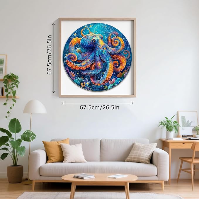 Ocean Octopus Adventure Puzzles for Adults 1000 Pieces, Jigsaw Puzzles 1000 Pieces for Adults, Fun Puzzles with Letters On Back, Challenging Game Toys (26.5 * 26.5in)