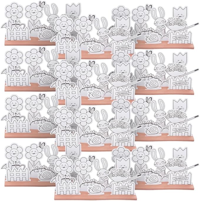 Fun Express Color Your Own Spring Garden Craft Kit - Engaging Arts & Crafts Activity Kids - Perfect Home Projects Creative Play Spring -Themed Fun - Includes Garden Designs Markers & More - 12 Pieces