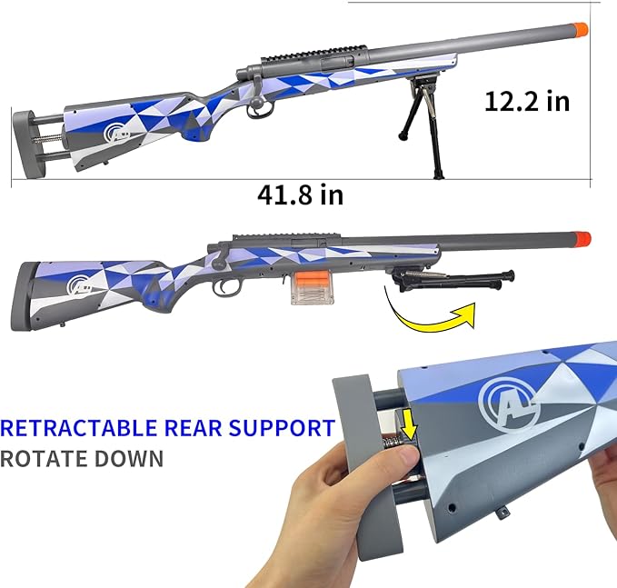 AGM MASTECH M24 Foam Blaster, Shell Ejecting, Safety Switch, Adjustable Stock 41.8 Inch, Scope, 40 Darts, 20 Casings, 2 Mags, Tactical Game Gear for Teens 14+ years Adults
