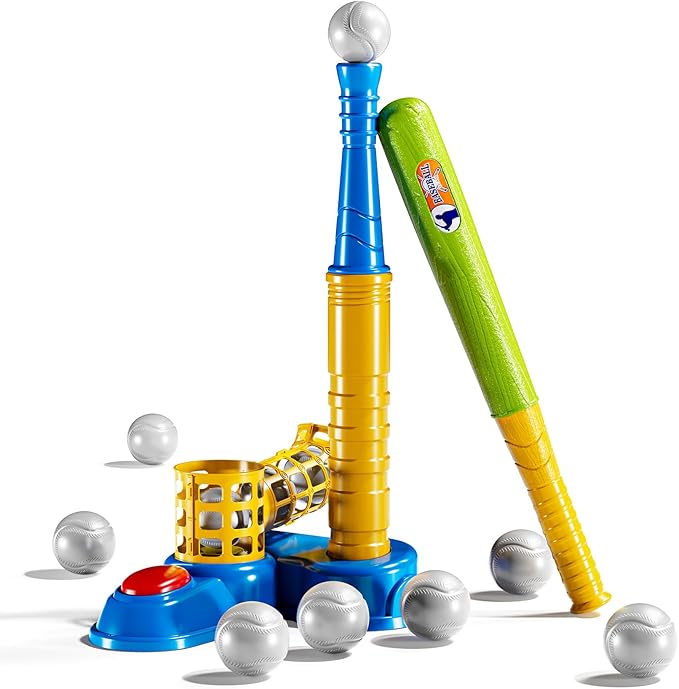 T Ball Sets for Kids 3-5, Baseball T-Ball Set with 10 Balls, Outdoor Sport Toy Games for 3-12 Year Old Boys Girls Toddlers, Training Batting Tee for Backyard and Lawn Play