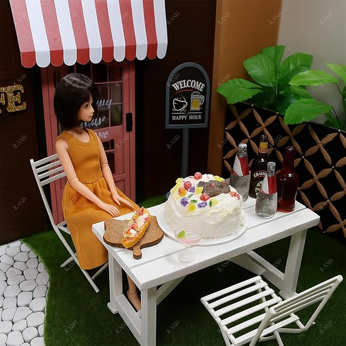 iLAND Dollhouse Furniture of Wooden Table for Doll House Garden Decor, Miniature Dollhouse Accessories Tiny Table Model on 1/12 Scale