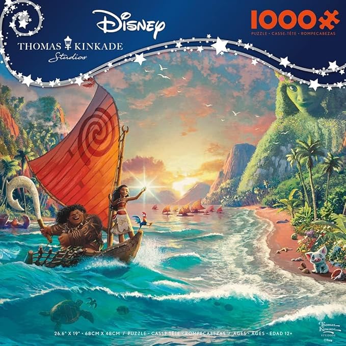 Ceaco - Thomas Kinkade Disney Dreams - Disney’s Moana - 1000 Piece Jigsaw Puzzle for Adults - Vibrant Thomas Kinkade Art - Premium Disney Puzzle for Collectors
