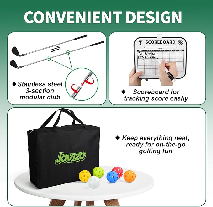 Backyard Golf Game Set, 6 Hole Portable Golf Yard Game with Flags, Balls, Club and Scoreboard, Outdoor & Indoor Lawn Practice Game for Family and Friends