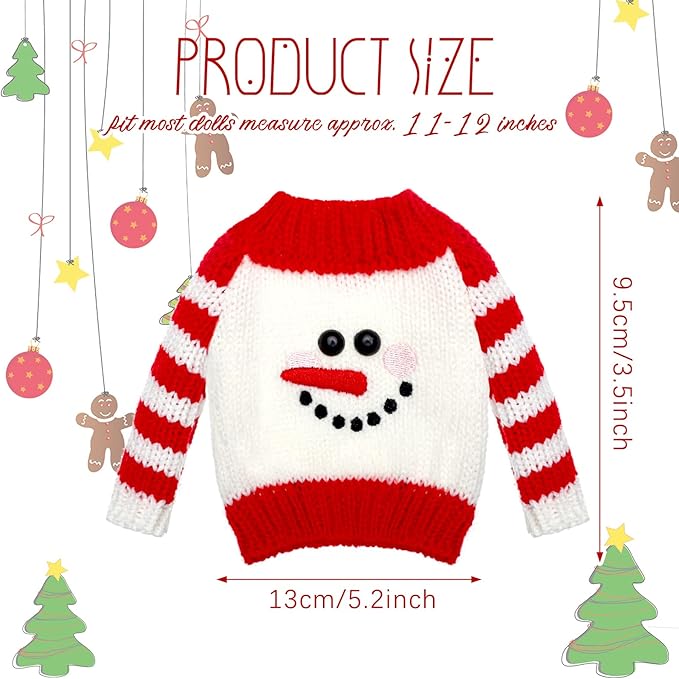 Chalyna 6 Pcs Christmas Doll Clothes Christmas Accessories Outfit Small Sweater Knitted Clothing Xmas Accessory Santa Clothing Accessories Clothes, Doll is Not Included(Cute)