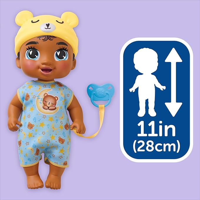 Baby Alive Lil Dreamer Snoozer Bear Sleepy Boy Baby Doll Set, Black Hair, Fun Sleepover Theme, Preschool Toys for Kids 3 Years & Up