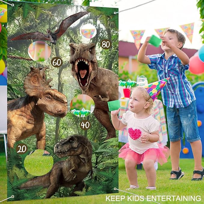 Dinorsaur Bean Bag Toss Game for Kid Toddlers 1-3 with 4 Color Bean Bags, Sports & Outdoor Play Toys Yard/Backyard/Lawn Games for Kids Ages 6-8, Birthday Family Party Supplies Decoration Jamonxi