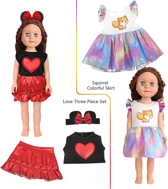 10 Sets of 18 Inch American Doll Clothes, Including 10 of Doll Clothing Dress Outfits for American Dolls, Birthday Gifts for Kids