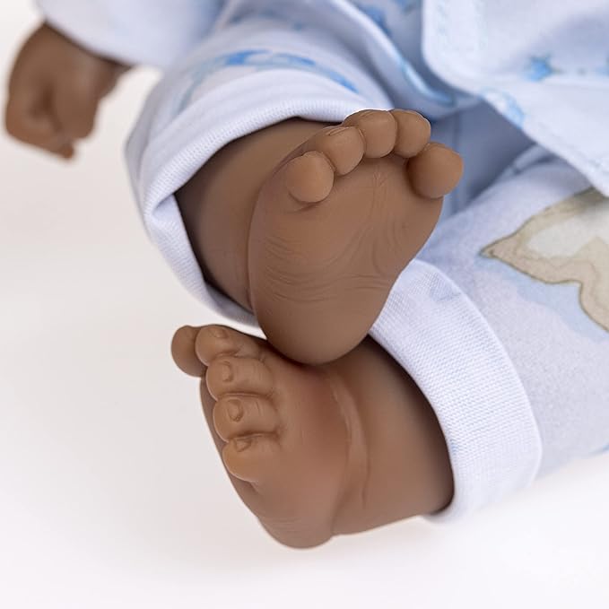 JC Toys Twins 13" Realistic Soft Body Baby Dolls Berenguer Boutique | Twins Gift Set with Removable Outfits and Accessories | Pink and Blue | African American | Ages 2+