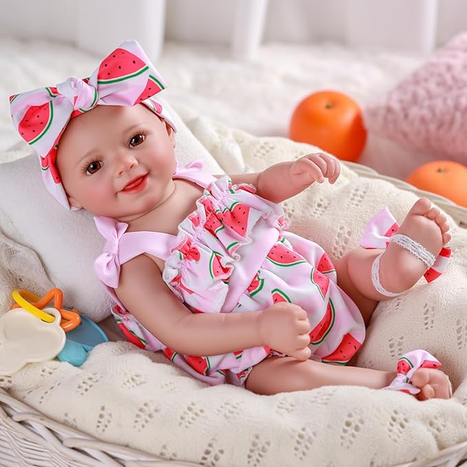 BABESIDE Lifelike Reborn Baby Dolls Sunny - 17Inch Realistic-Newborn Baby Doll Girl with Soft Vinyl Full Body, Smiling Poseable Real Life Baby Dolls with Complete Accessories for Kids Age 3+