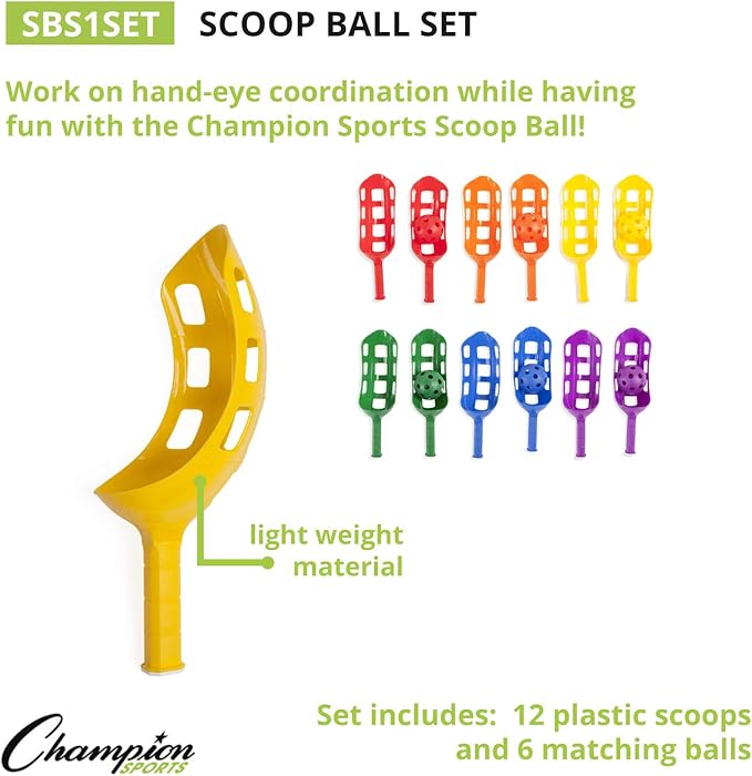 Champion Sports Scoop Ball & Catch Games – Lightweight Plastic Toss & Catch Sets for All Ages