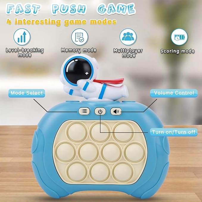 Fast Push Bubble Game for Kids & Adults, Version 2, Pop Light Up Quick Push Fidget Toy Handheld Game. Great for 8-12 Year Old Boys & Girls, Travel Toys for Children