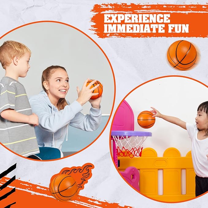 6 Pcs 4'' Mini Foam Basketballs for Kids Adults, Squeeze Stress Ball Safe Soft Replacement Beach Pool Basketball for Indoor Hoop Toddler Quiet Bouncy Sport Game (Orange)
