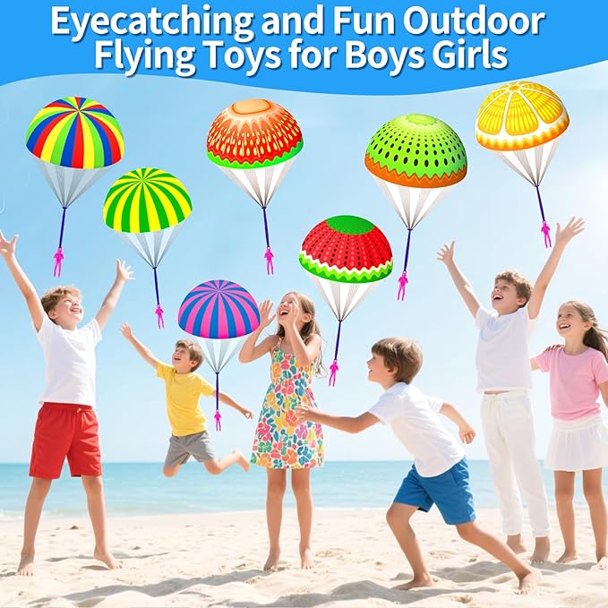 Parachute Toys for Kids Easter Egg Fillers, Hand Throwing Outdoor Flying Toys for Boys Girls 3 4 5 6 7 8-12 Years with Small Figures Birthday Gift Easter Basket Stuffers Classroom Prizes