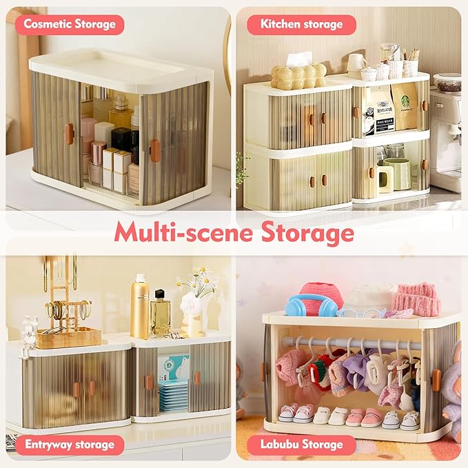 2026 Foldable Doll Closet Storage Box, Portable Organizer Case Compatible with labubu Clothes,Dust-Resistant Doll Clothes Closet,Stackable Design&Exclusive Gift:1Exquisite Necklace