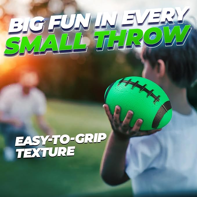 6-Inch Mini Footballs for Kids (Pack of 5) - Inflatable PVC Football Toys for Boys & Girls w/Hand Pump, Easy to Grip Small Sports Balls for Backyard, Recess, Party Favor, Indoor/Outdoor