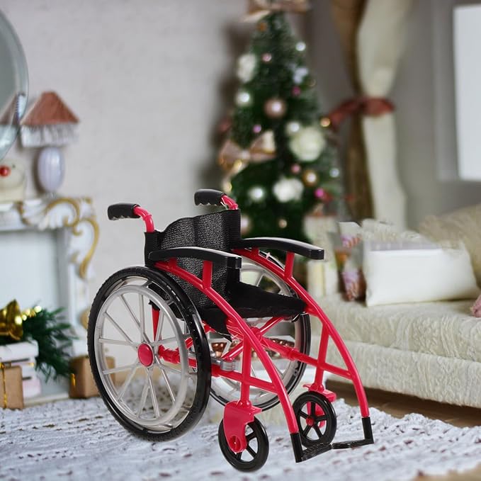 Toddmomy Miniature Wheelchair and Crutches Dollhouse Accessory Set Realistic Doll Wheelchair Playset for DIY Micro Landscape and Doll Decoration 6.88X5.51X3.54 Inches