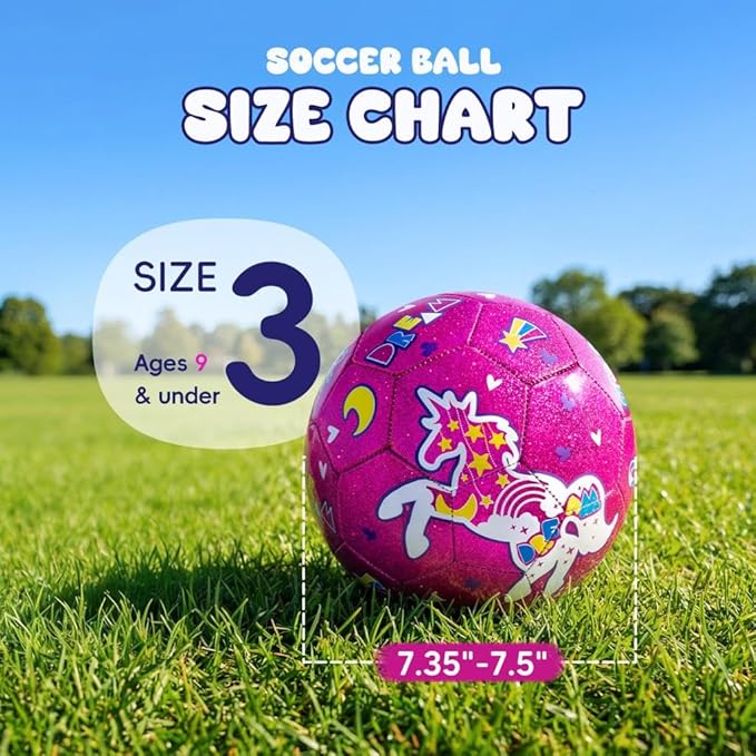 Richball Unicorn Soccer Ball, Toddler Soccer Ball Size 2/3, Outdoor Activity Toy for Kids Age 1-3 3-6, Christmas Birthday Gifts for Boys Girls Purple
