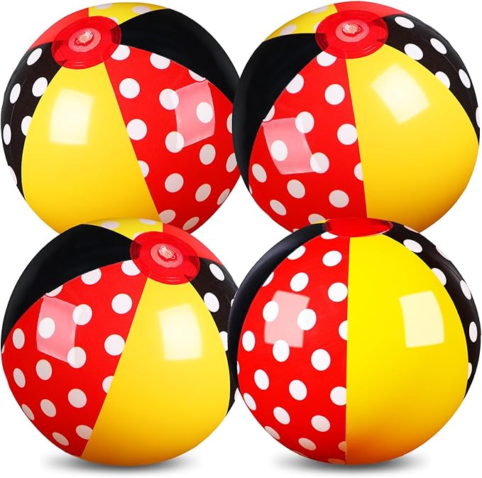 Leyndo 4 Pack Inflatable Beach Balls for Kid Party Favors for Birthday Summer Pool Novelty Water Beachball Game Toys for Boy Girl Gifts Class Party Decor (11.81")
