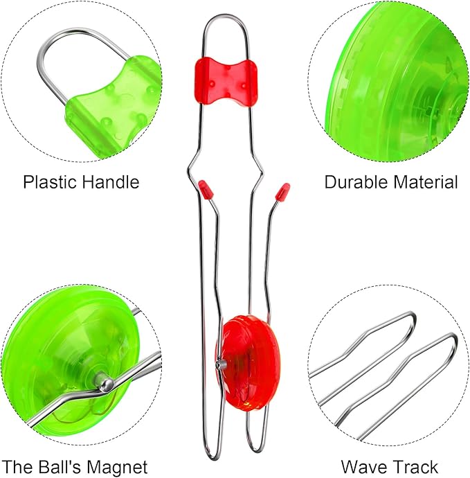 Sumind 6 Pcs Magnetic Gyro Wheels Toy Retro Light up Gyroscope Rails Twirler Easter Gyroscope Gift Kid Sensory Trick Yoyo Sensory Fidget Toys for Boy Girl(Wave Rail,Green, Red)