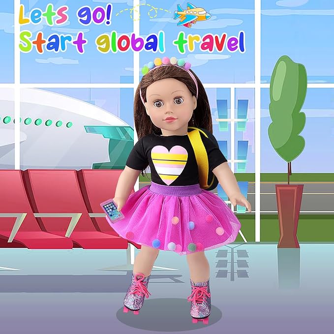 18 Inch American Doll Clothes and Accessories Travel Skating Sport Playset Outdoor Sport Accessories (Not Include Doll)