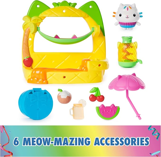 DreamWorks GABBY'S Dollhouse, Cakey’s Fruit Smoothie Balcony Playset, 8-Pcs with Toy Figures, Dollhouse Accessories & Sensory Play, Kids Toys for Girls & Boys 3+