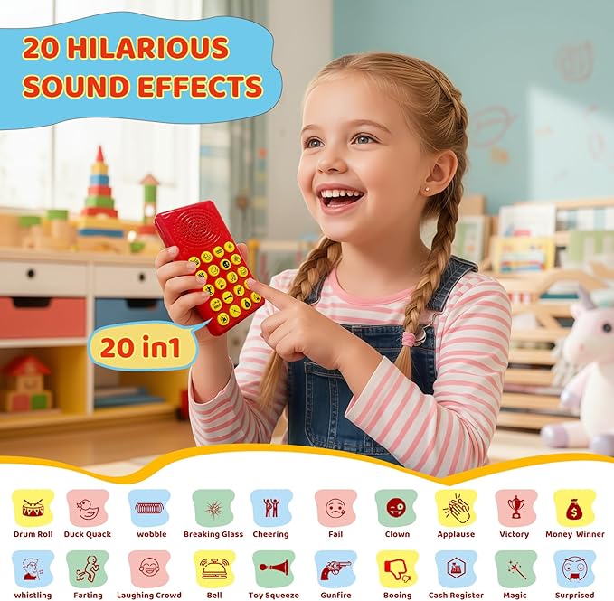 Sound Effects Machine - Easter Basket Stuffers for Kids - 20 Funny Sounds with Volume Control - Portable Electronic Sound Maker for Party, Game Night and Family Fun