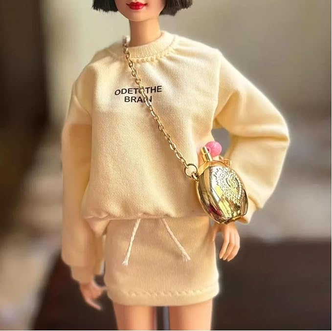 3-Piece Fashion Doll Outfit Set, Sweater with Short Skirt and Shoes, 11.5 inch Doll or BJD (Egg Yellow)