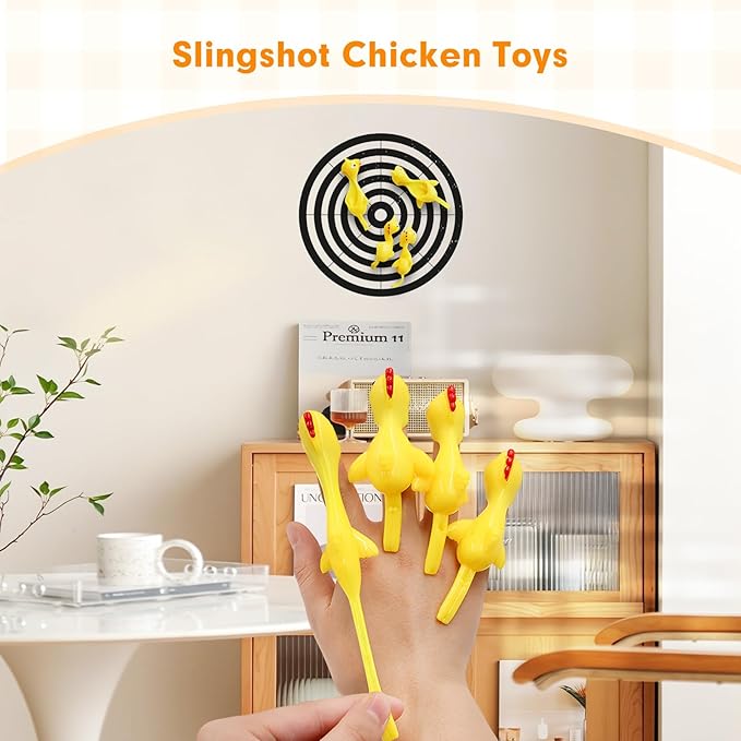 Finger Slingshot Chicken 24Pcs Rubber Popping Chicken Toys, Fun Launching Chick Jumping Game for Kids