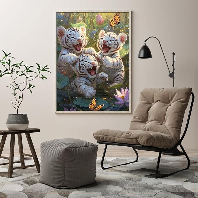 Trio of Tigers Jigsaw Puzzle, 1000 Piece Puzzle for Adults, Impossible Hard Difficult Challenging Puzzles for Adults 1000 Pieces, Home Decoration Puzzle, Interlock Perfectly No Dust