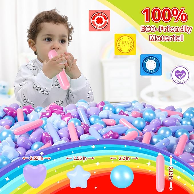 STARBOLO Ball Pit Balls for Kids -Pack of 150 200 500 Colorful Ball Pit Balls Crush Proof Plastic Toy Balls for Toddlers Ball Pit, Ball Pit Play Tent, Baby Pool Water Toys
