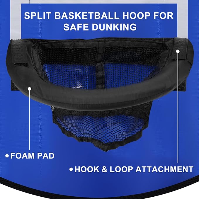 Breakaway Rim Basketball Hoop for Dunking with Mini Basketballs Trampoline Attachment Indoor & Outdoor Use
