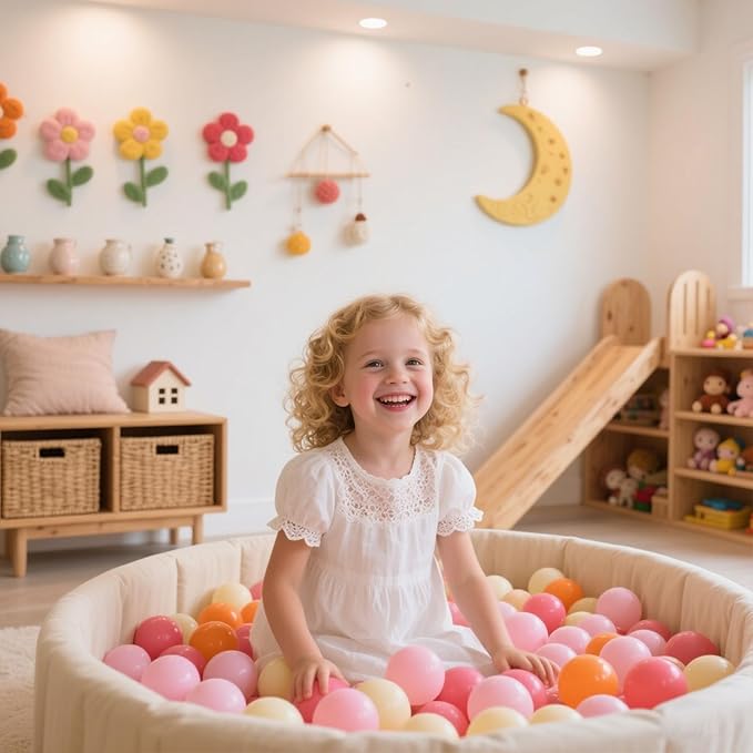 GOGOSO Ball Pit Balls for Toddler, Baby Plastic Playballs Kids Soft Pastel Pelotas Non-Toxic BPA-Free 3pink+Orange+Yellow, 1000 Balls