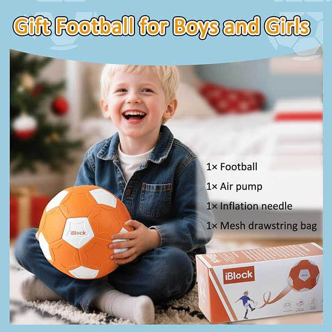 Curve Soccer Ball for Kids Size 4, Swerve Soft Soccer Ball for Boys and Girls, Indoor and Outdoor Activities Games, Safe Kick Play in Inside House, Backyard and Lawn, Comes with Pump