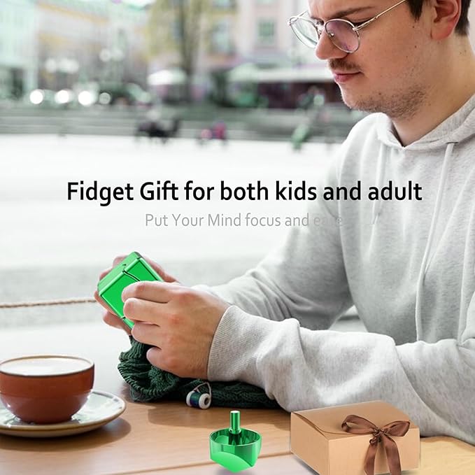Infinity Gear Fidget Spinner for Kid Adult, Transformable Spinning Top Metallic Fidget Toys for Anti-Anxiety Stress Relief Autism ADHD, 2-in-1 Cube Focus Toy for Desktop Office Classroom Green